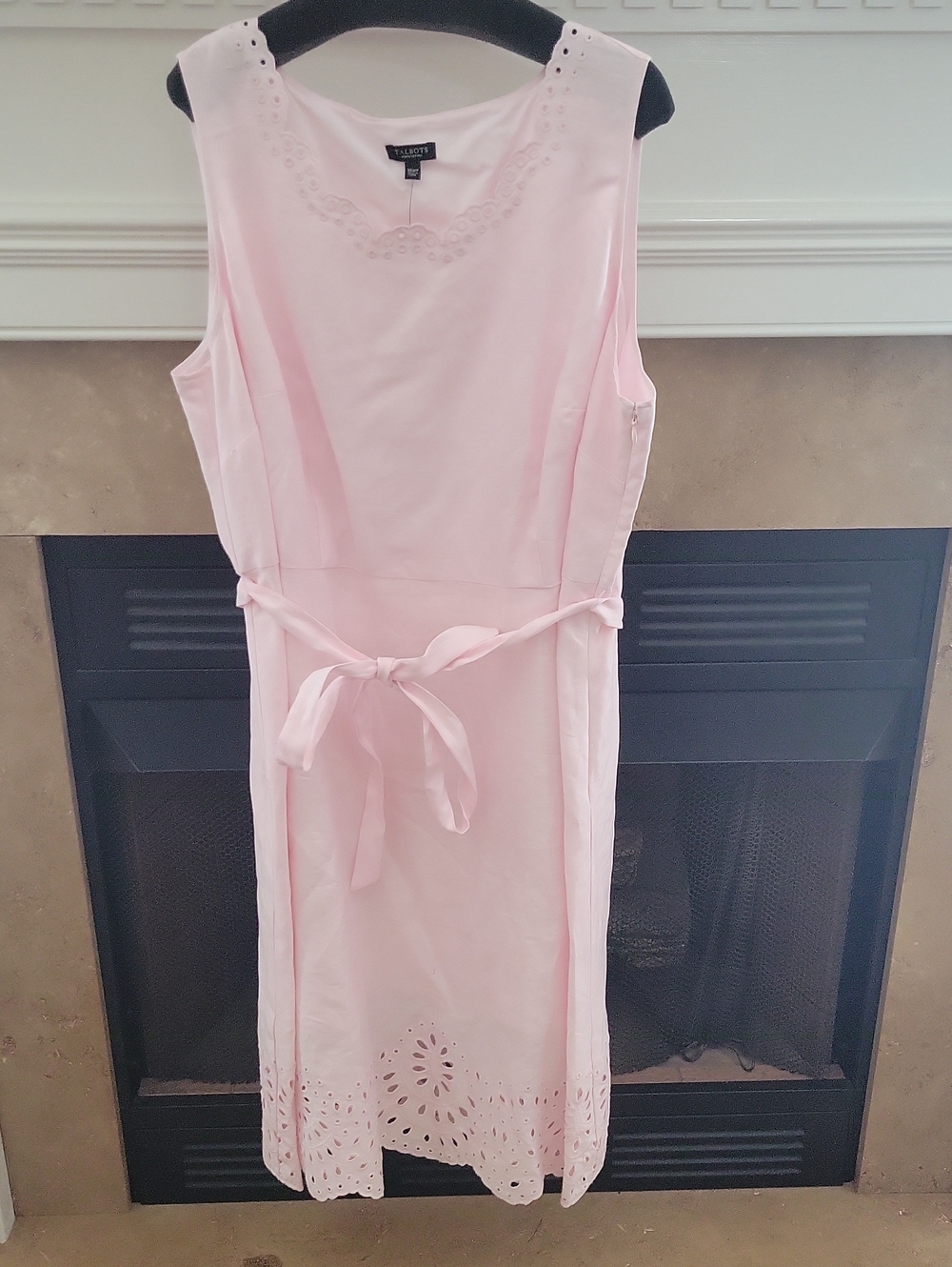 Talbots Light Pink Eyelet Tie-Waist Sheath Dress 18WP